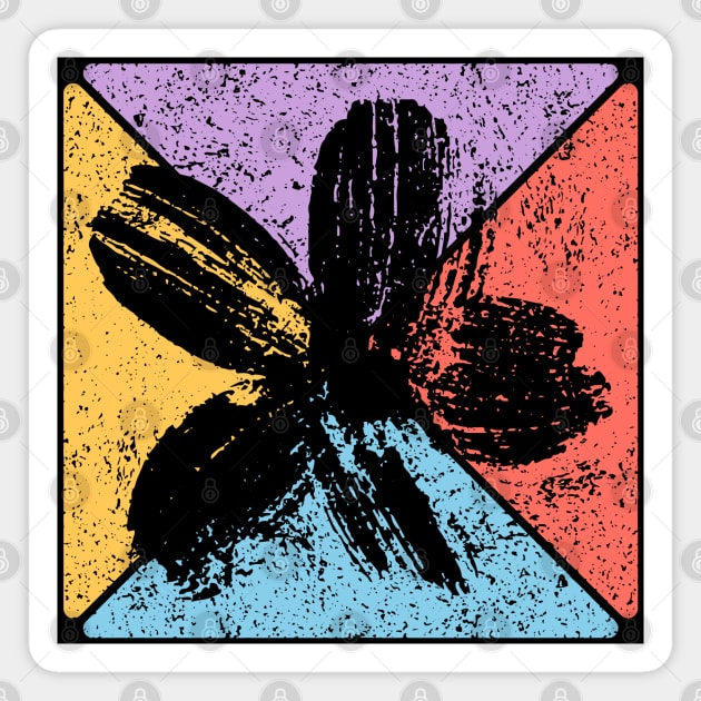 Grunge Flower Vintage Pop Art – Distressed Floral Aesthetic Magnet by TuncGK